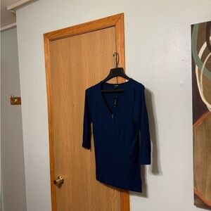 Express NWT Large Solid Purple 3/4 Sleeve Quarter Zip Knit Top